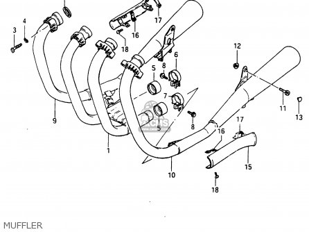 MUFFLER - GSX750ES 1985 (F) (E01 E2 E4 E6 E15 E16 17 22 24 25 26 34 39 53)