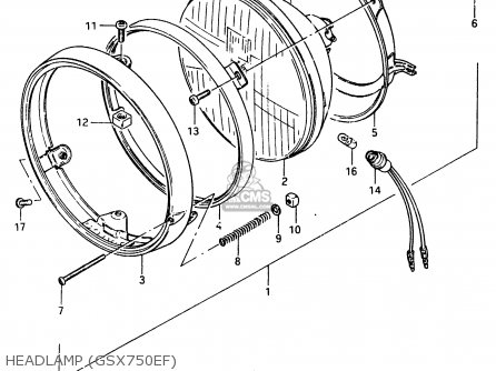 HEADLAMP (GSX750EF) - GSX750ES 1985 (F) (E01 E2 E4 E6 E15 E16 17 22 24 25 26 34 39 53)