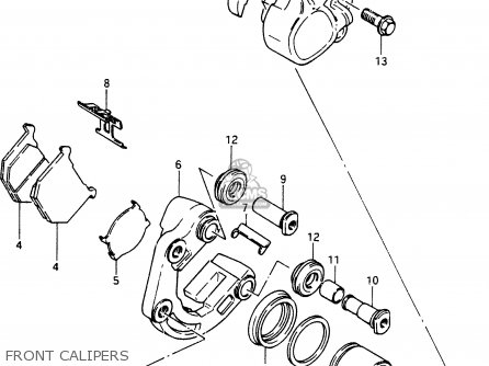 FRONT CALIPERS - GSX750ES 1985 (F) (E01 E2 E4 E6 E15 E16 17 22 24 25 26 34 39 53)
