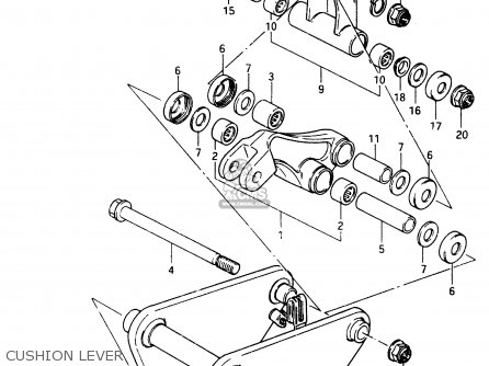 CUSHION LEVER - GSX750ES 1985 (F) (E01 E2 E4 E6 E15 E16 17 22 24 25 26 34 39 53)