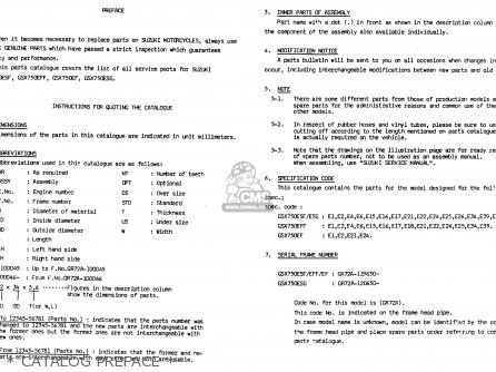 * CATALOG PREFACE * - GSX750ES 1985 (F) (E01 E2 E4 E6 E15 E16 17 22 24 25 26 34 39 53)