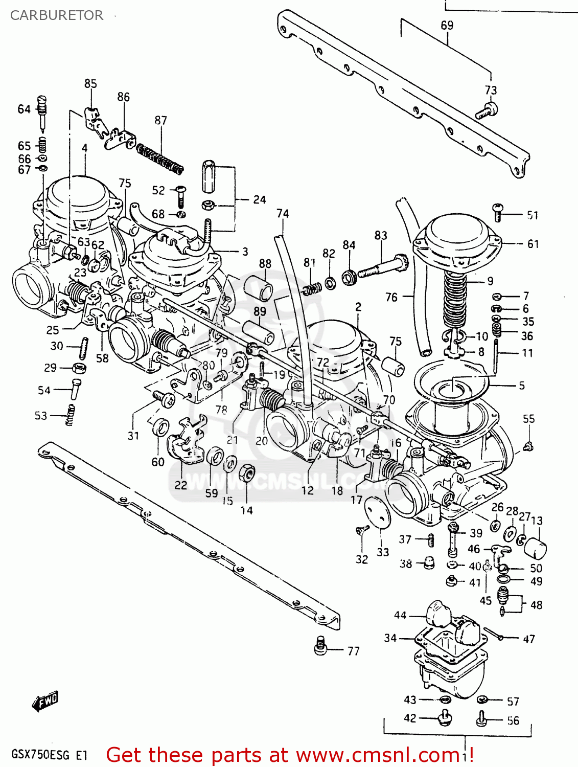 CARBURETOR GSX750ES 1986 (G) (E01 E2 E4 E6 E15 E16 17 22 24 25 26 34 39 53)