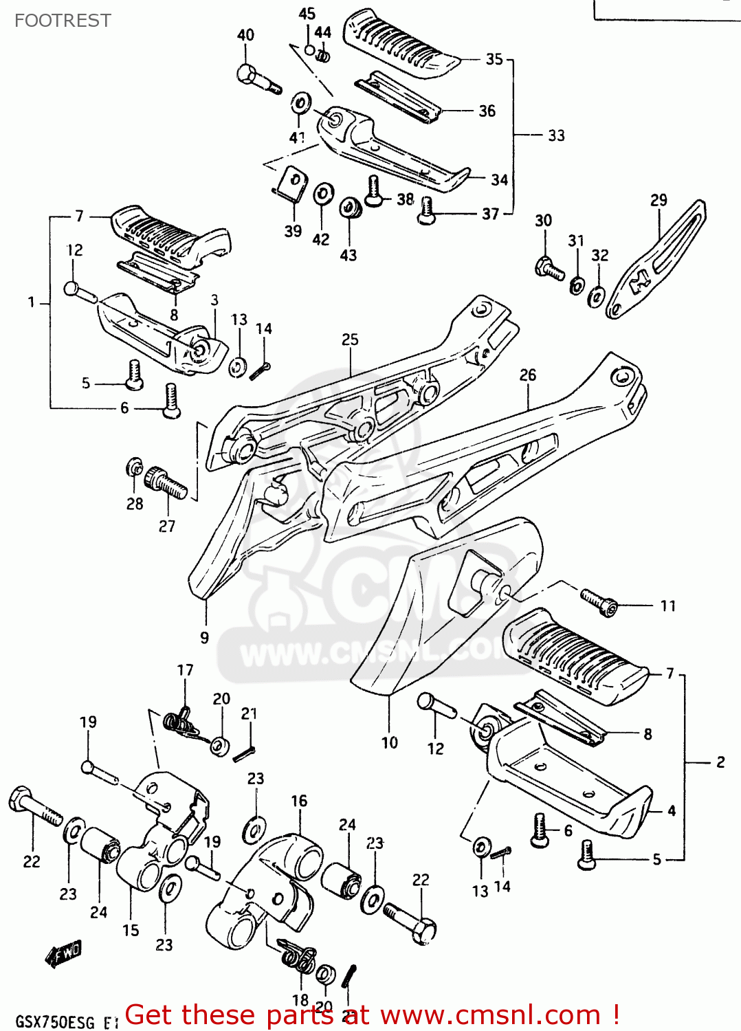 FOOTREST GSX750ES 1986 (G) (E01 E2 E4 E6 E15 E16 17 22 24 25 26 34 39 53)