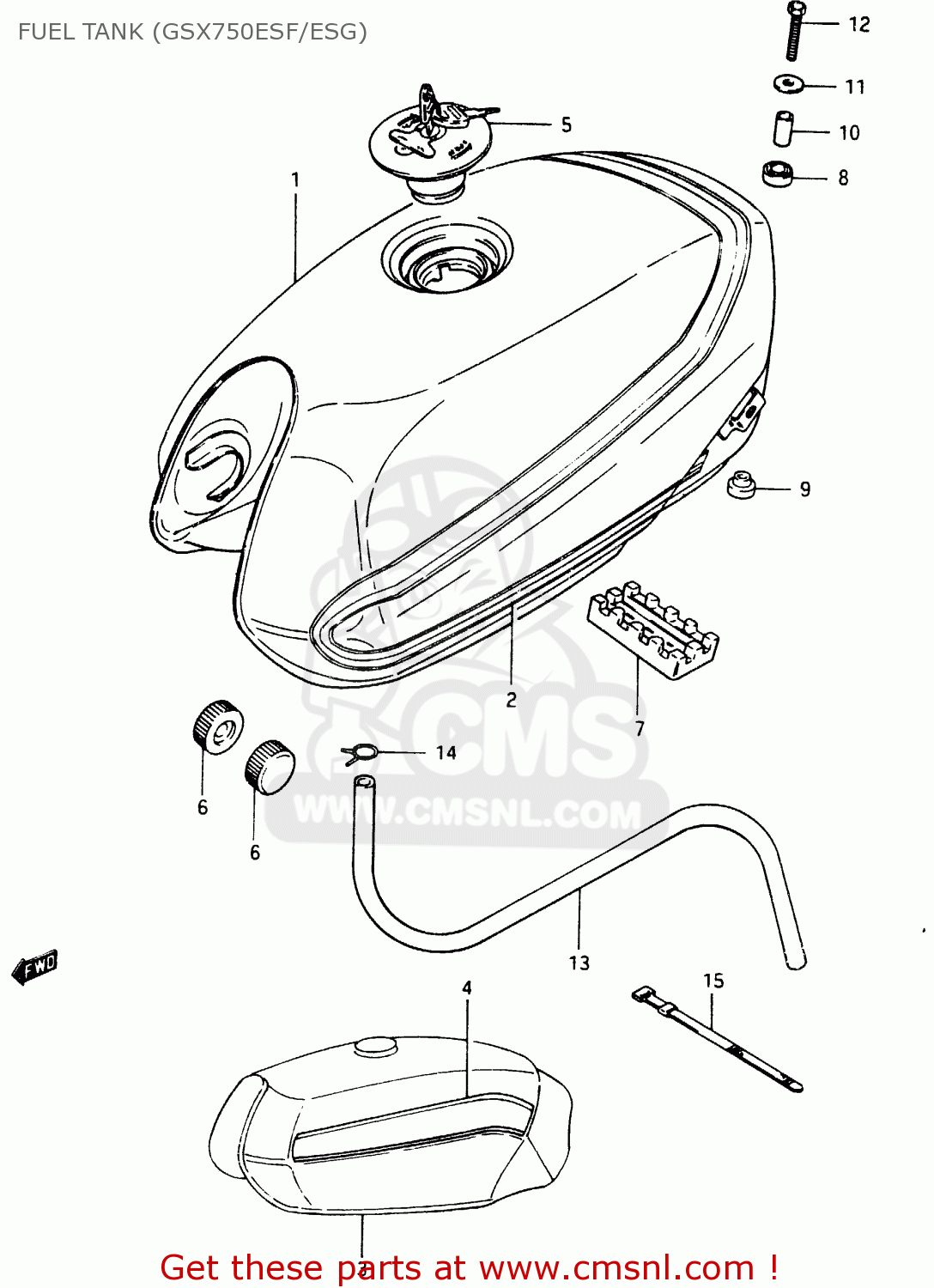 FUEL TANK (GSX750ESF/ESG) GSX750ES 1986 (G) (E01 E2 E4 E6 E15 E16 17 22 24 25 26 34 39 53)