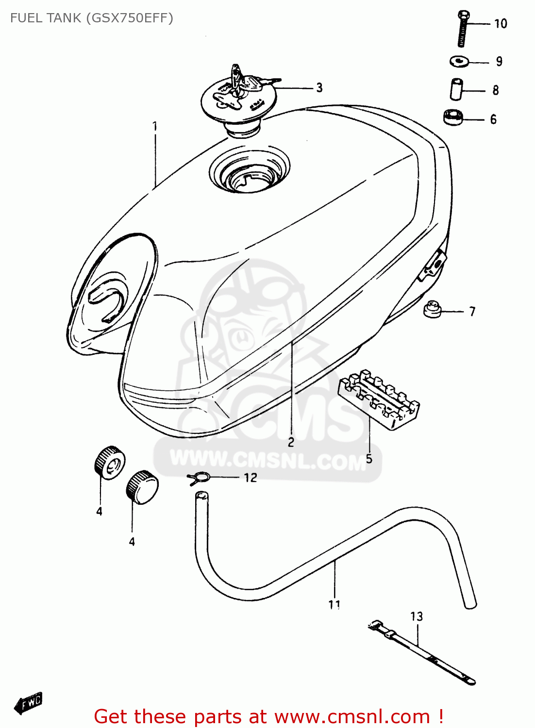 FUEL TANK (GSX750EFF) GSX750ES 1986 (G) (E01 E2 E4 E6 E15 E16 17 22 24 25 26 34 39 53)