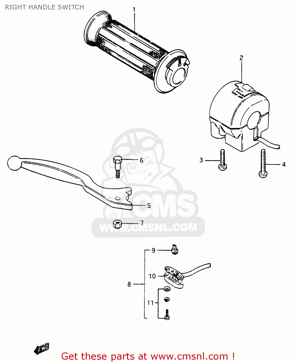 RIGHT HANDLE SWITCH GSX750ES 1986 (G) (E01 E2 E4 E6 E15 E16 17 22 24 25 26 34 39 53)