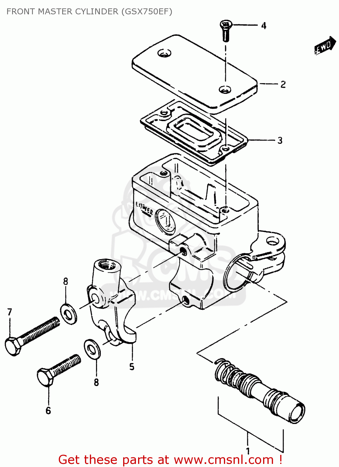 FRONT MASTER CYLINDER (GSX750EF) GSX750ES 1986 (G) (E01 E2 E4 E6 E15 E16 17 22 24 25 26 34 39 53)