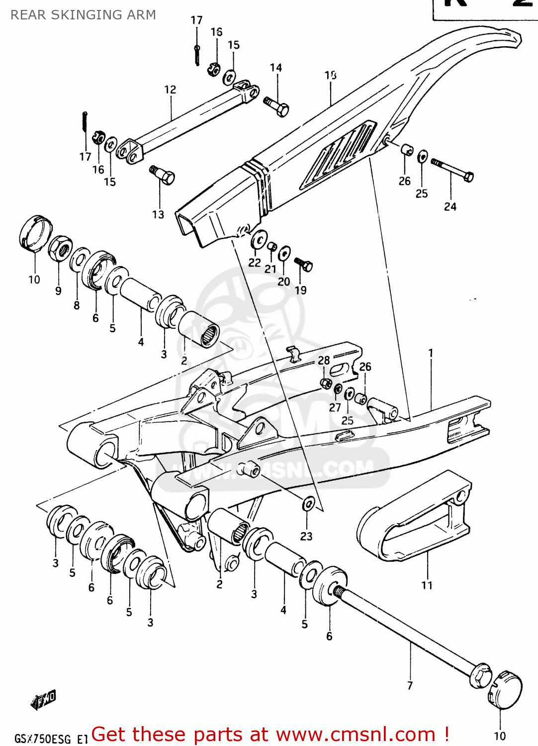 REAR SKINGING ARM GSX750ES 1986 (G) (E01 E2 E4 E6 E15 E16 17 22 24 25 26 34 39 53)