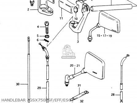 HANDLEBAR (GSX750ESF/EFF/ESG) - GSX750ES 1986 (G) (E01 E2 E4 E6 E15 E16 17 22 24 25 26 34 39 53)