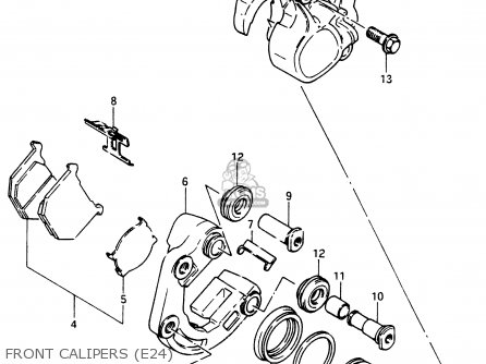 FRONT CALIPERS (E24) - GSX750ES 1986 (G) (E01 E2 E4 E6 E15 E16 17 22 24 25 26 34 39 53)