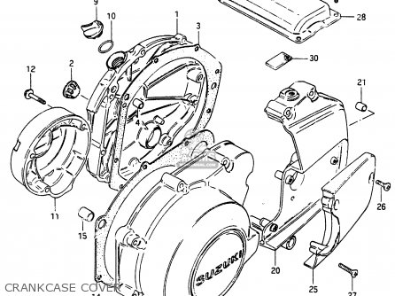 CRANKCASE COVER - GSX750ES 1986 (G) (E01 E2 E4 E6 E15 E16 17 22 24 25 26 34 39 53)