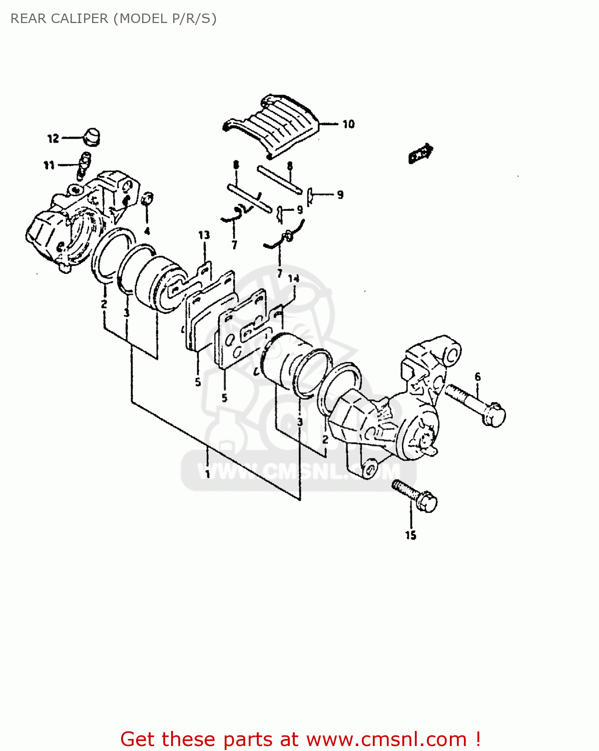 REAR CALIPER (MODEL P/R/S) GSX750F 1989 (K) (E01 E02 E04 E15 E16 17 18 21 22 24 25 34 39 53