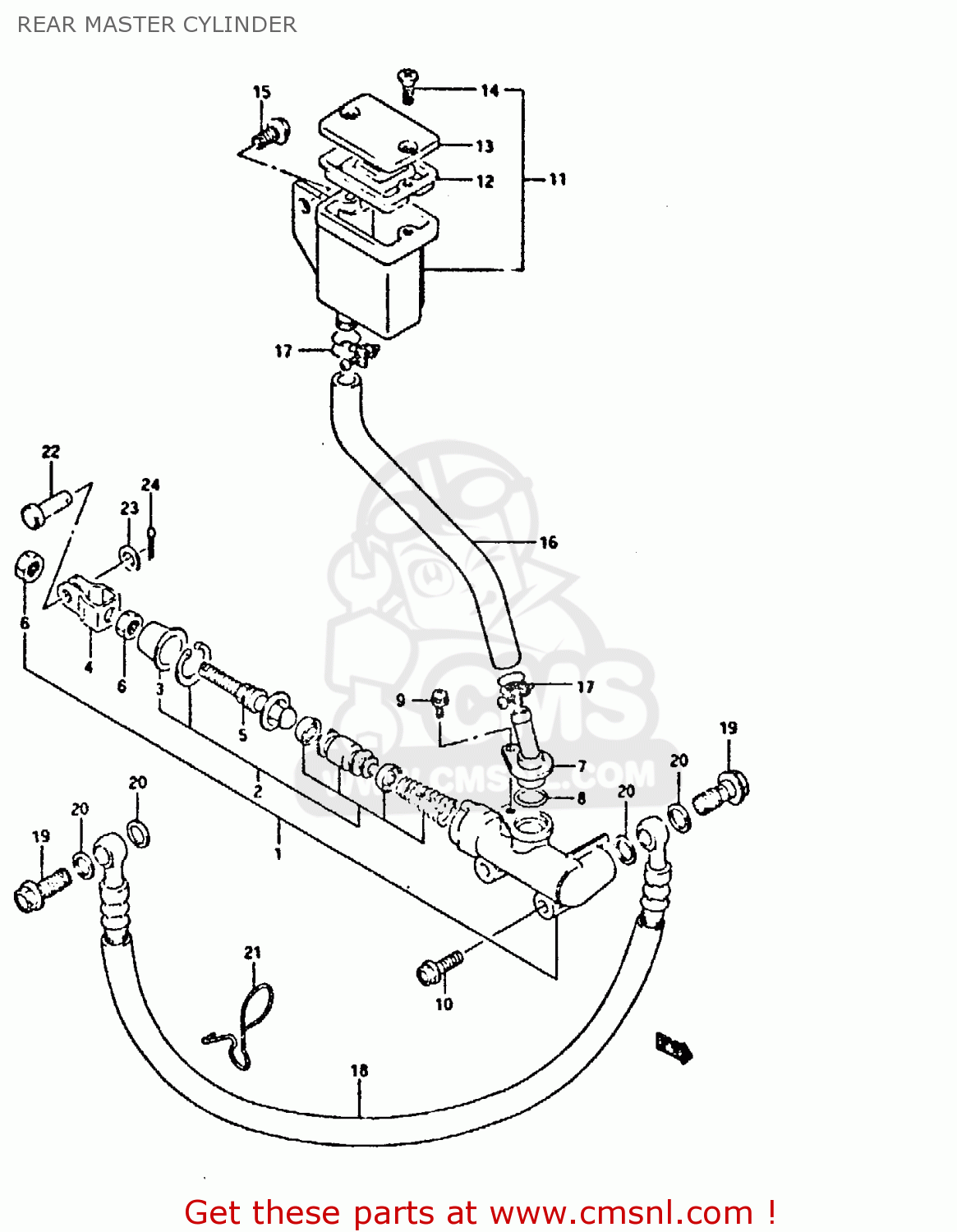 REAR MASTER CYLINDER GSX750F 1989 (K) (E01 E02 E04 E15 E16 17 18 21 22 24 25 34 39 53