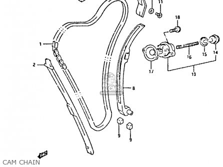 CAM CHAIN - GSX750F 1989 (K) (E01 E02 E04 E15 E16 17 18 21 22 24 25 34 39 53