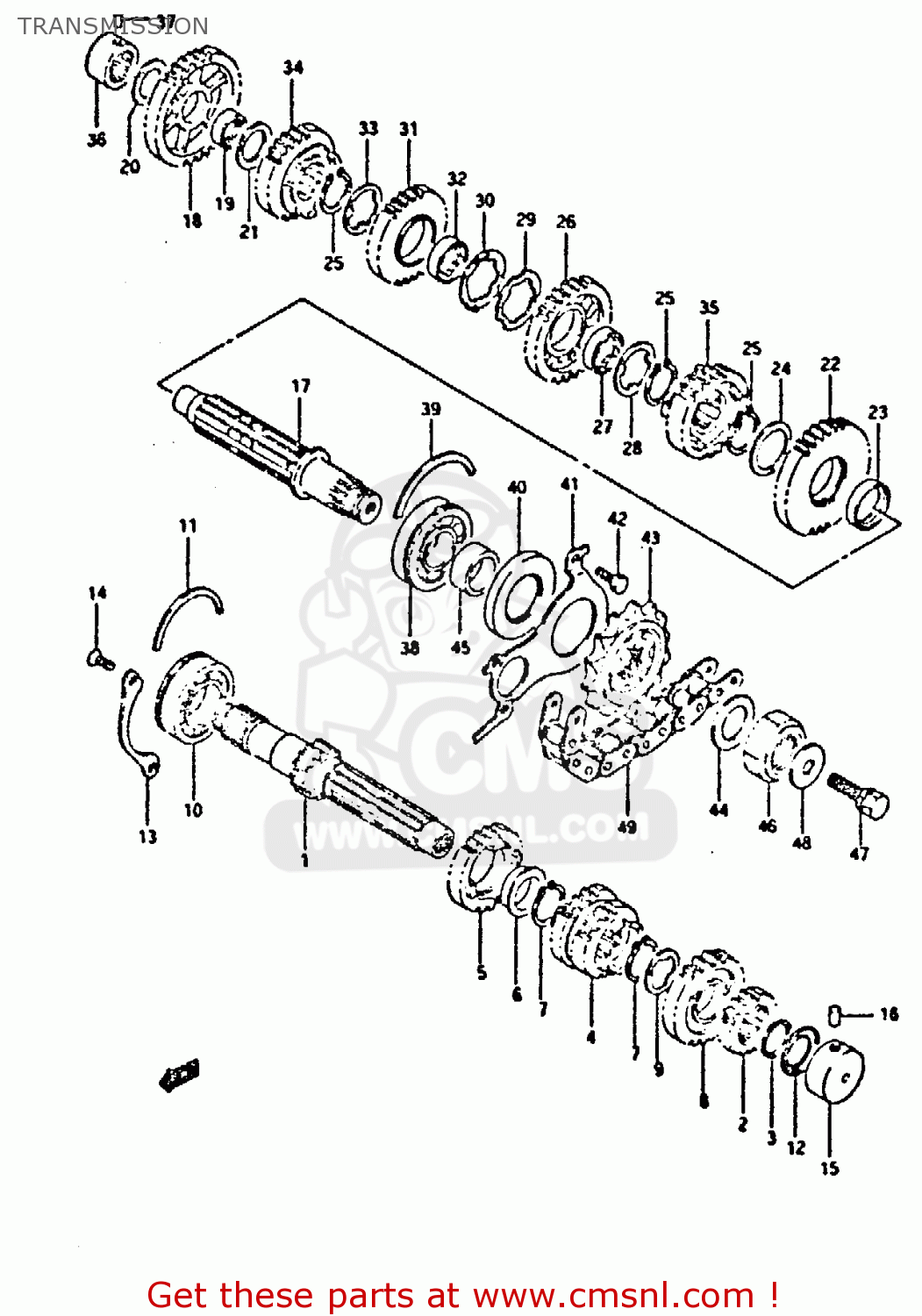 TRANSMISSION GSX750F 1990 (L) (E01 E02 E04 E15 E16 17 18 21 22 24 25 34 39 53