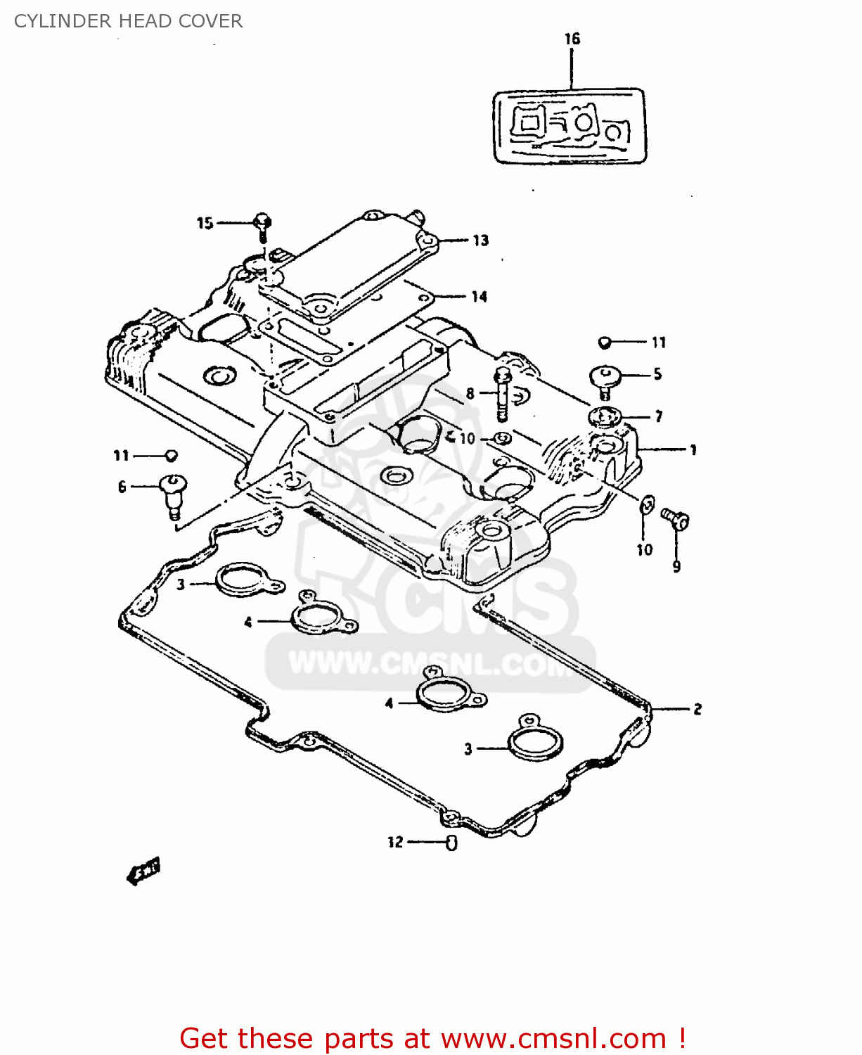 CYLINDER HEAD COVER GSX750F 1990 (L) (E01 E02 E04 E15 E16 17 18 21 22 24 25 34 39 53