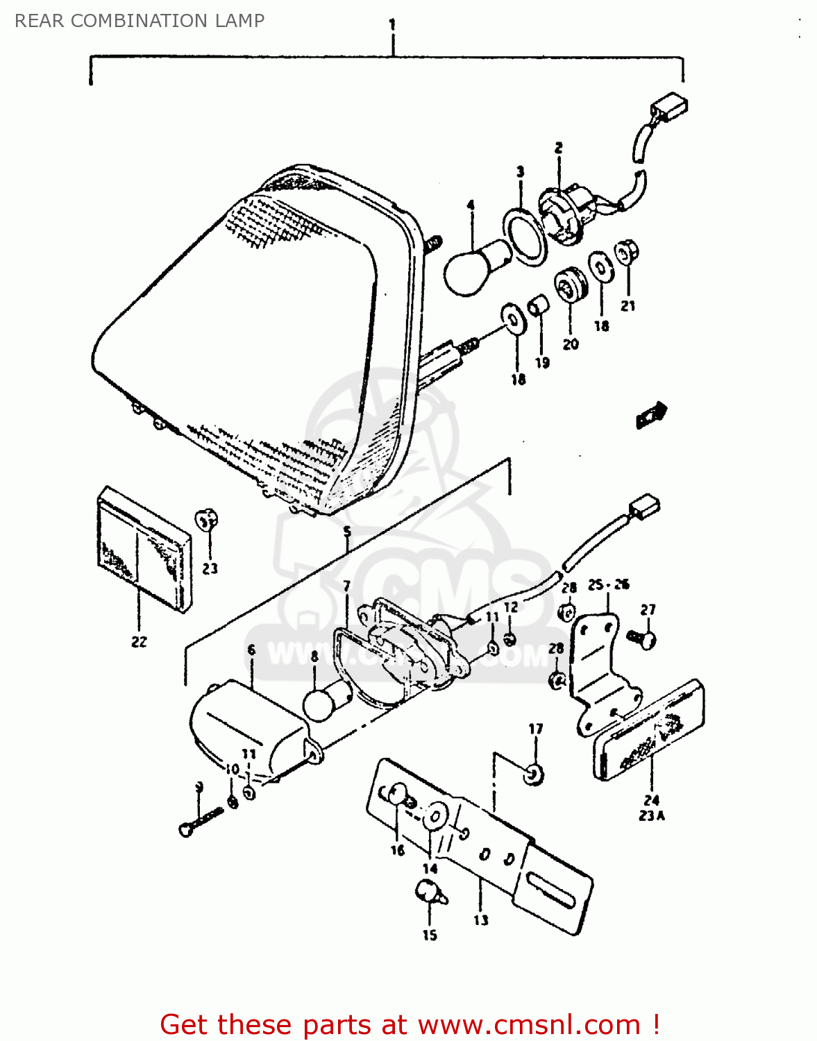 REAR COMBINATION LAMP GSX750F 1990 (L) (E01 E02 E04 E15 E16 17 18 21 22 24 25 34 39 53