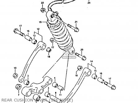 REAR CUSHION LEVER (SEE NOTE) - GSX750F 1990 (L) (E01 E02 E04 E15 E16 17 18 21 22 24 25 34 39 53