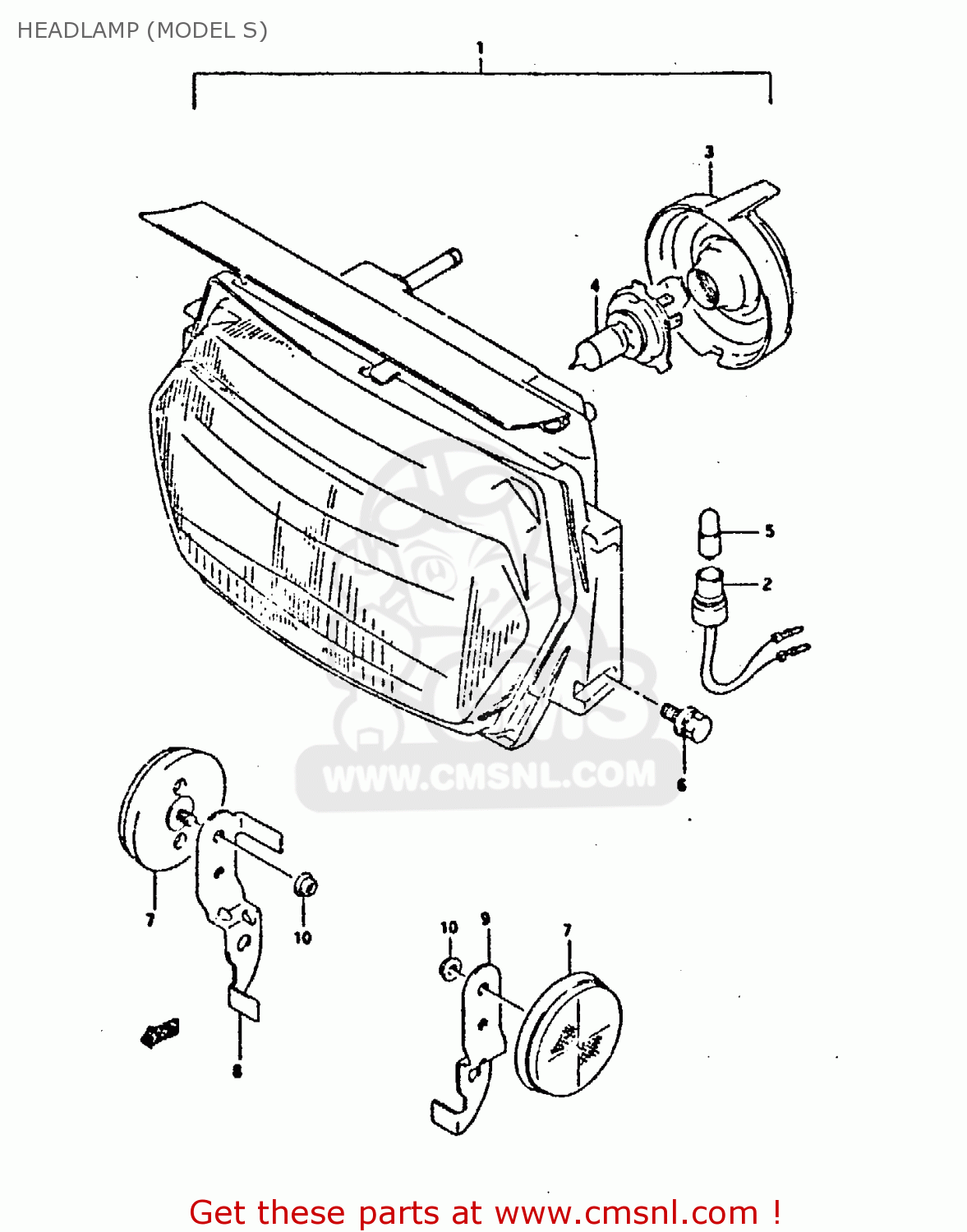 HEADLAMP (MODEL S) GSX750F 1991 (M) (E01 E02 E04 E15 E16 17 18 21 22 24 25 34 39 53