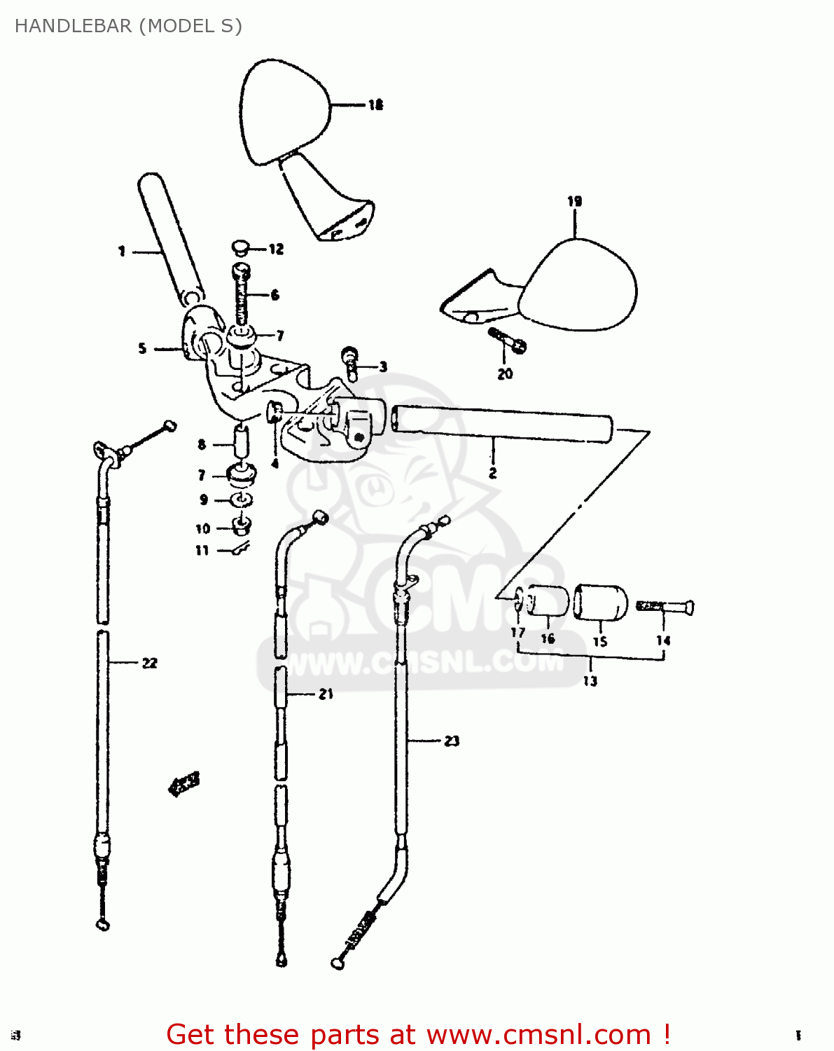 HANDLEBAR (MODEL S) GSX750F 1991 (M) (E01 E02 E04 E15 E16 17 18 21 22 24 25 34 39 53