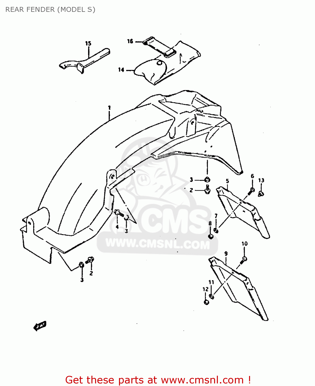 REAR FENDER (MODEL S) GSX750F 1991 (M) (E01 E02 E04 E15 E16 17 18 21 22 24 25 34 39 53