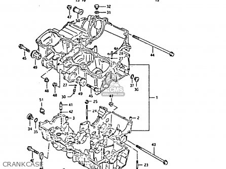 CRANKCASE - GSX750F 1991 (M) (E01 E02 E04 E15 E16 17 18 21 22 24 25 34 39 53