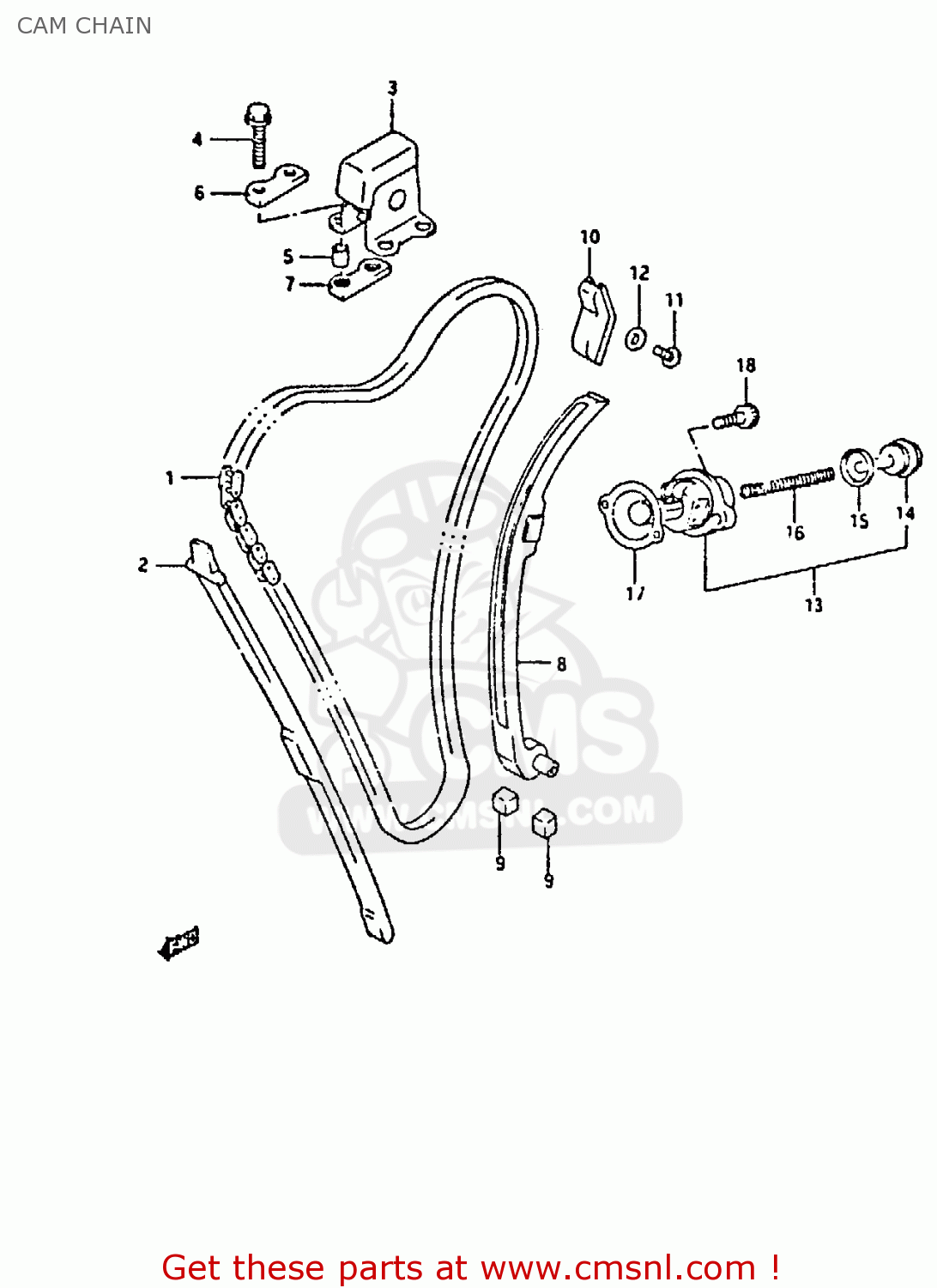 CAM CHAIN GSX750F 1992 (N) (E01 E02 04 15 16 17 18 21 22 24 25 30 34 39 53