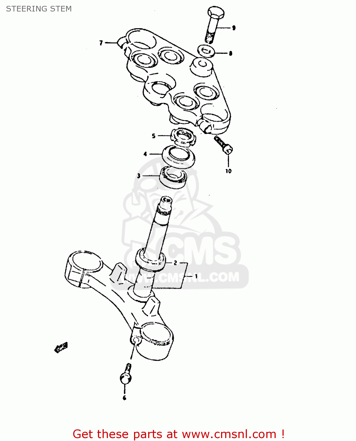 STEERING STEM GSX750F 1992 (N) (E01 E02 04 15 16 17 18 21 22 24 25 30 34 39 53
