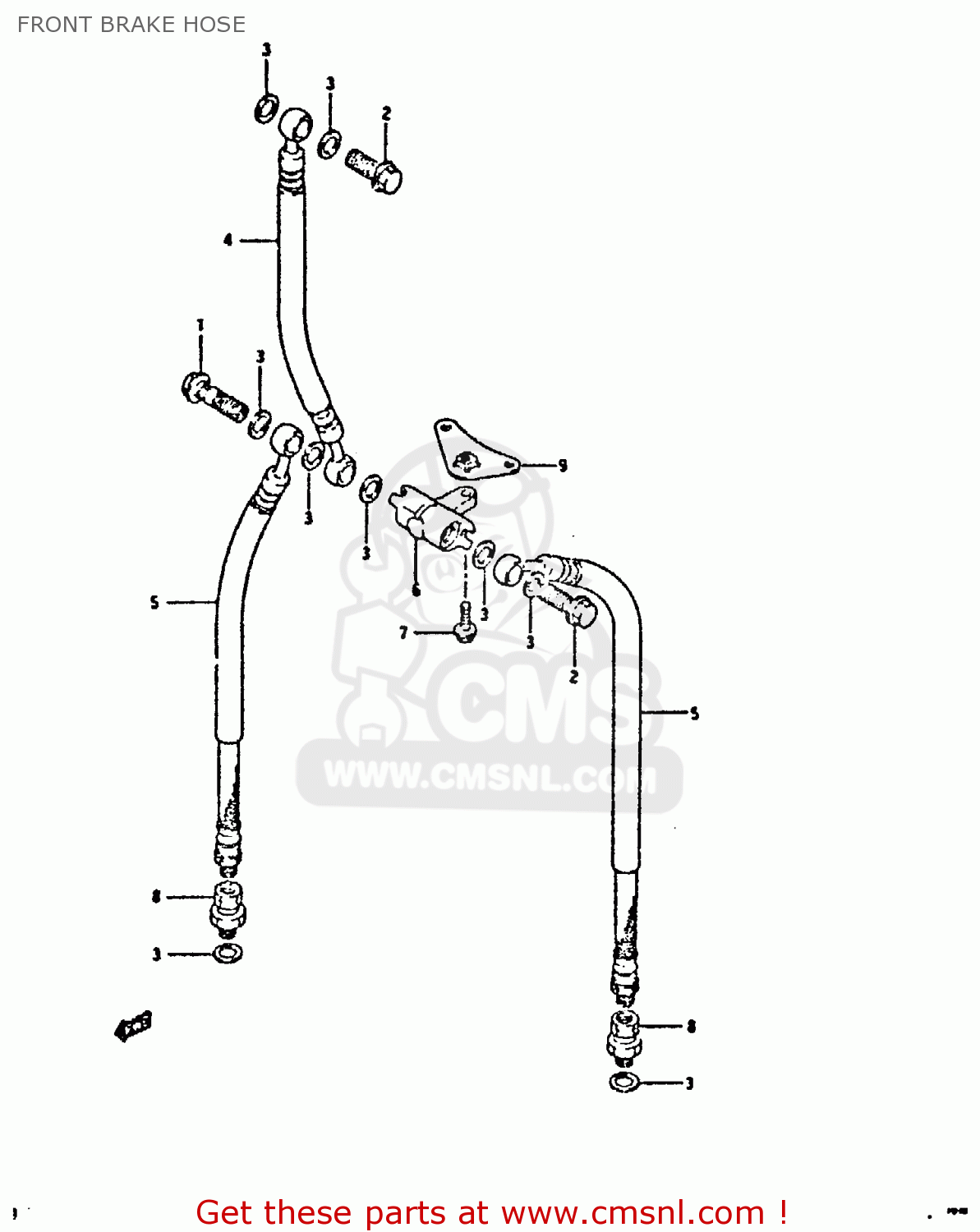 FRONT BRAKE HOSE GSX750F 1992 (N) (E01 E02 04 15 16 17 18 21 22 24 25 30 34 39 53