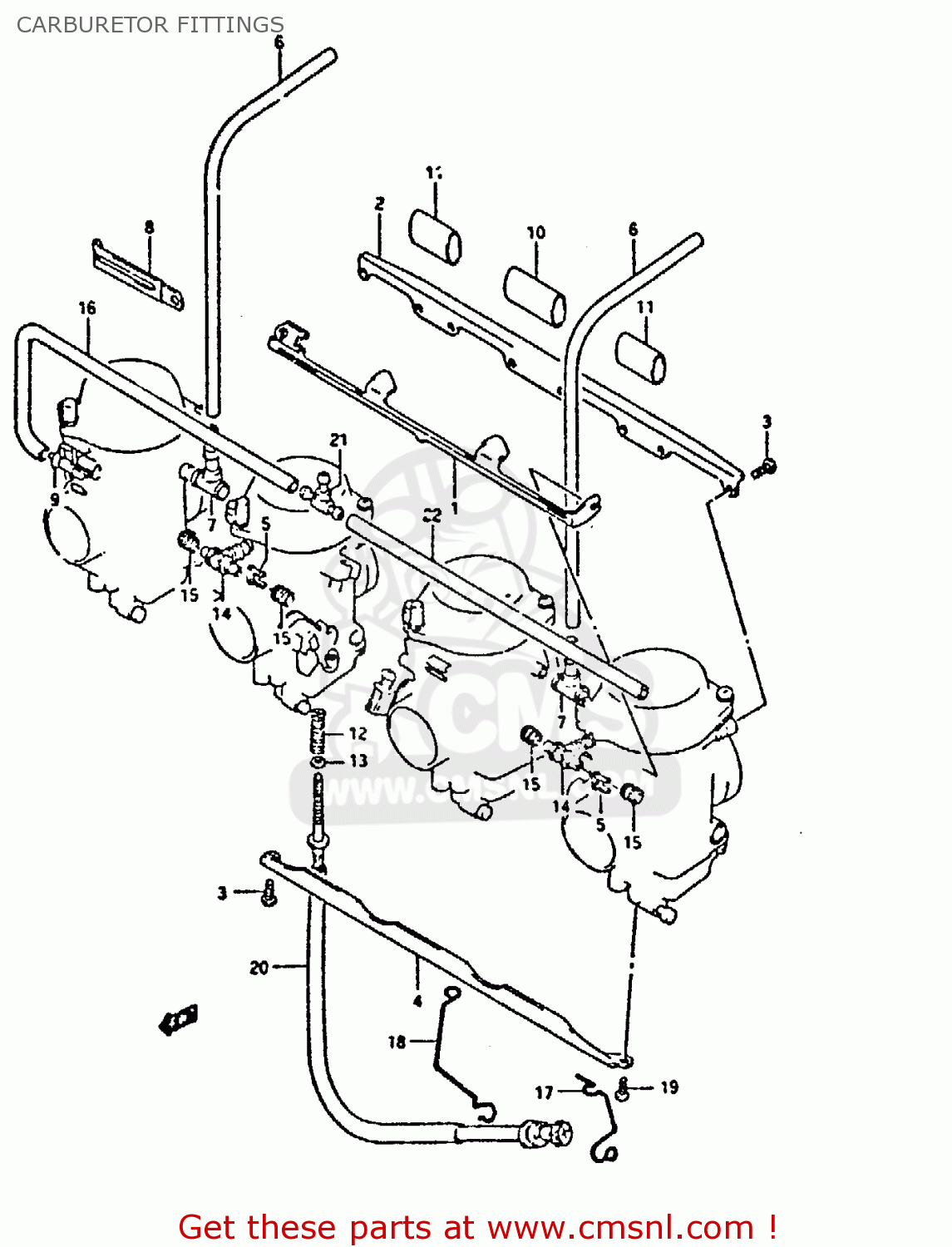 CARBURETOR FITTINGS GSX750F 1993 (P) (E01 E02 E04 E18 E21 E22 E24 E25 E30 E34 E53)
