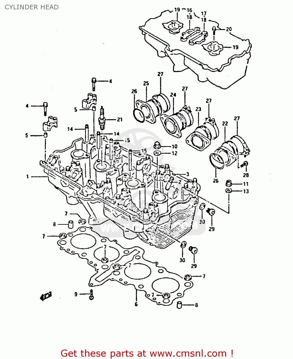 CYLINDER HEAD GSX750F 1993 (P) (E01 E02 E04 E18 E21 E22 E24 E25 E30 E34 E53)