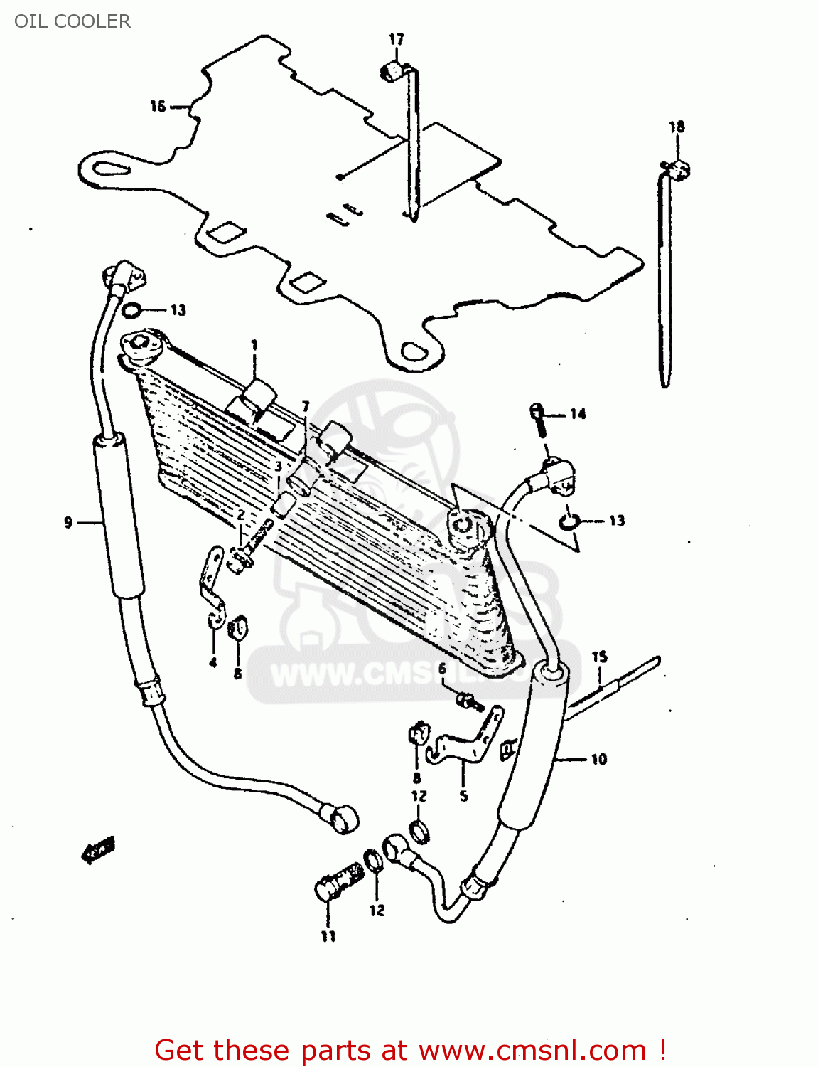 OIL COOLER GSX750F 1994 (R) (E01 E02 E15 E16 E17 E18 E21 22 24 25 34 39 53)