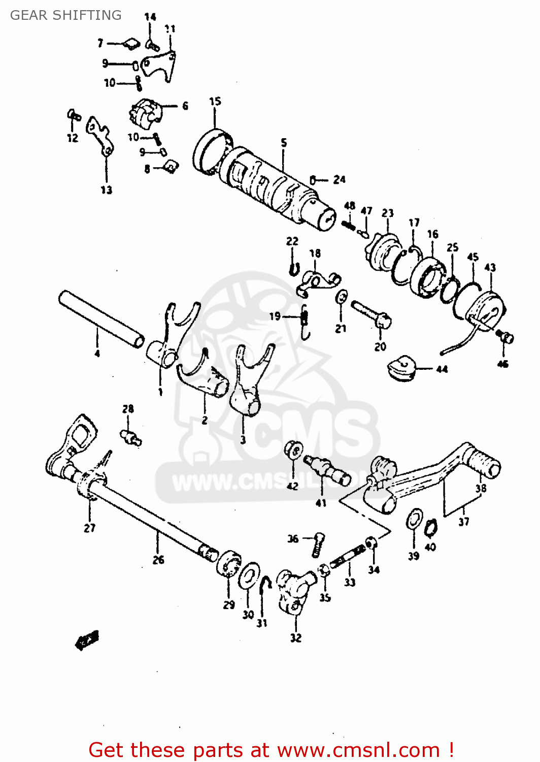 GEAR SHIFTING GSX750F 1994 (R) (E01 E02 E15 E16 E17 E18 E21 22 24 25 34 39 53)