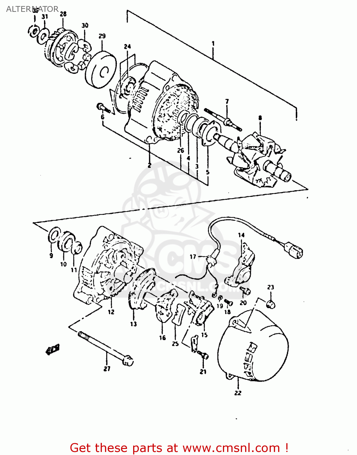 ALTERNATOR GSX750F 1994 (R) (E01 E02 E15 E16 E17 E18 E21 22 24 25 34 39 53)