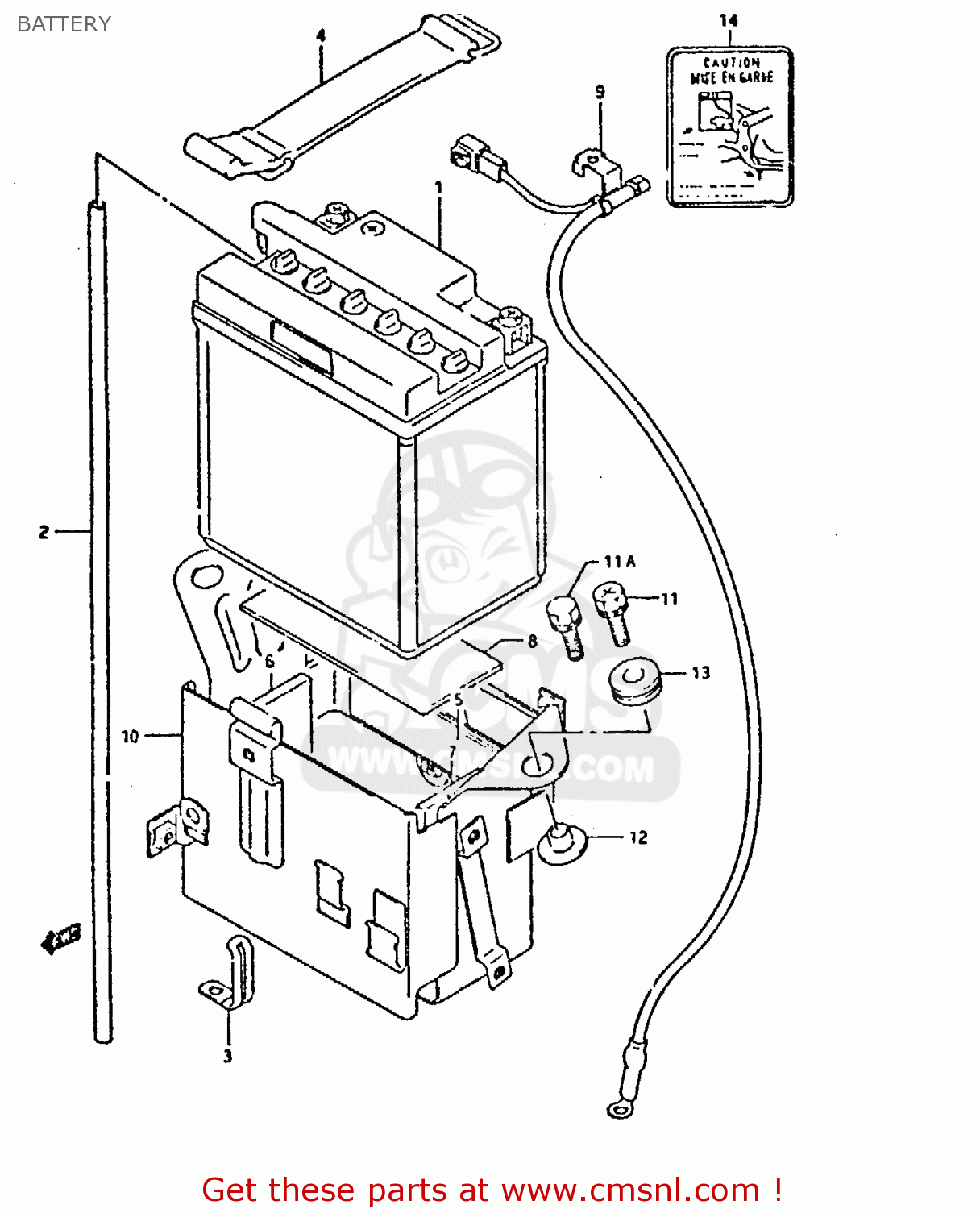 BATTERY GSX750F 1994 (R) (E01 E02 E15 E16 E17 E18 E21 22 24 25 34 39 53)
