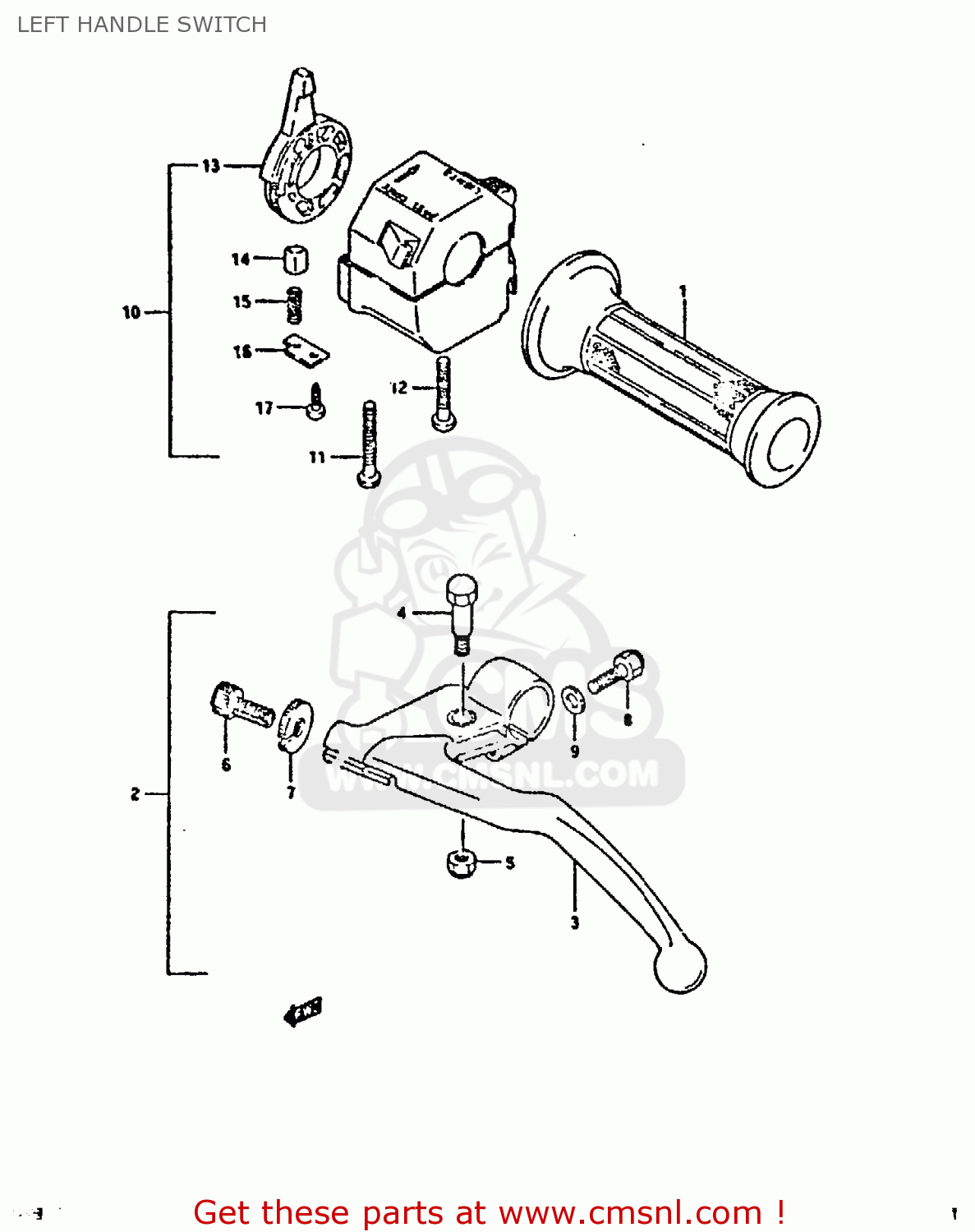 LEFT HANDLE SWITCH GSX750F 1994 (R) (E01 E02 E15 E16 E17 E18 E21 22 24 25 34 39 53)