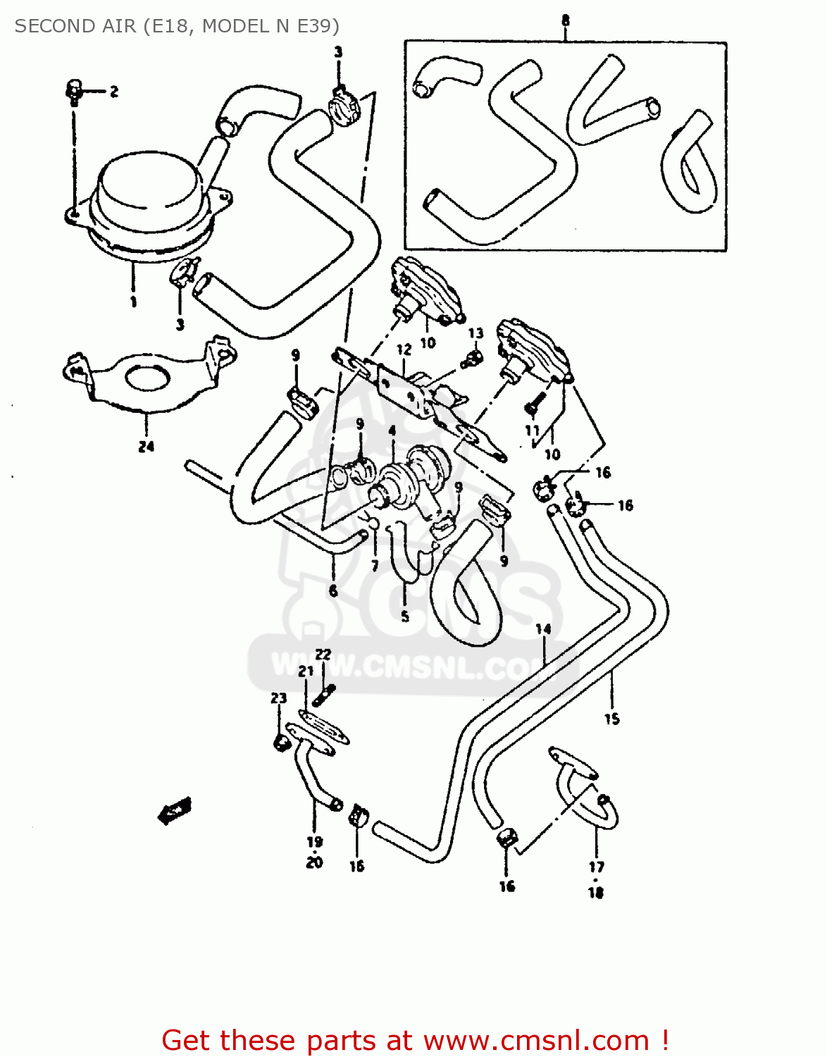 SECOND AIR (E18, MODEL N E39) GSX750F 1995 (S) (E02 E04 E18 E22 E24 E25 E34 E37)