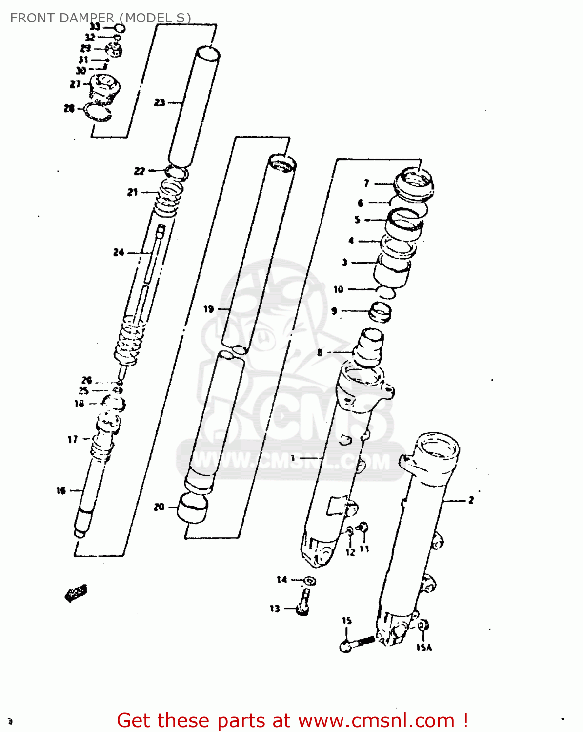 FRONT DAMPER (MODEL S) GSX750F 1995 (S) (E02 E04 E18 E22 E24 E25 E34 E37)