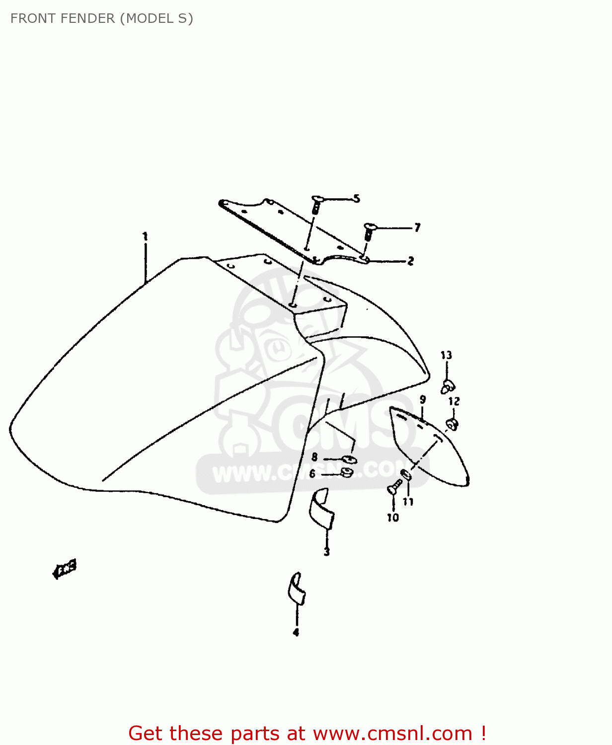 FRONT FENDER (MODEL S) GSX750F 1995 (S) (E02 E04 E18 E22 E24 E25 E34 E37)