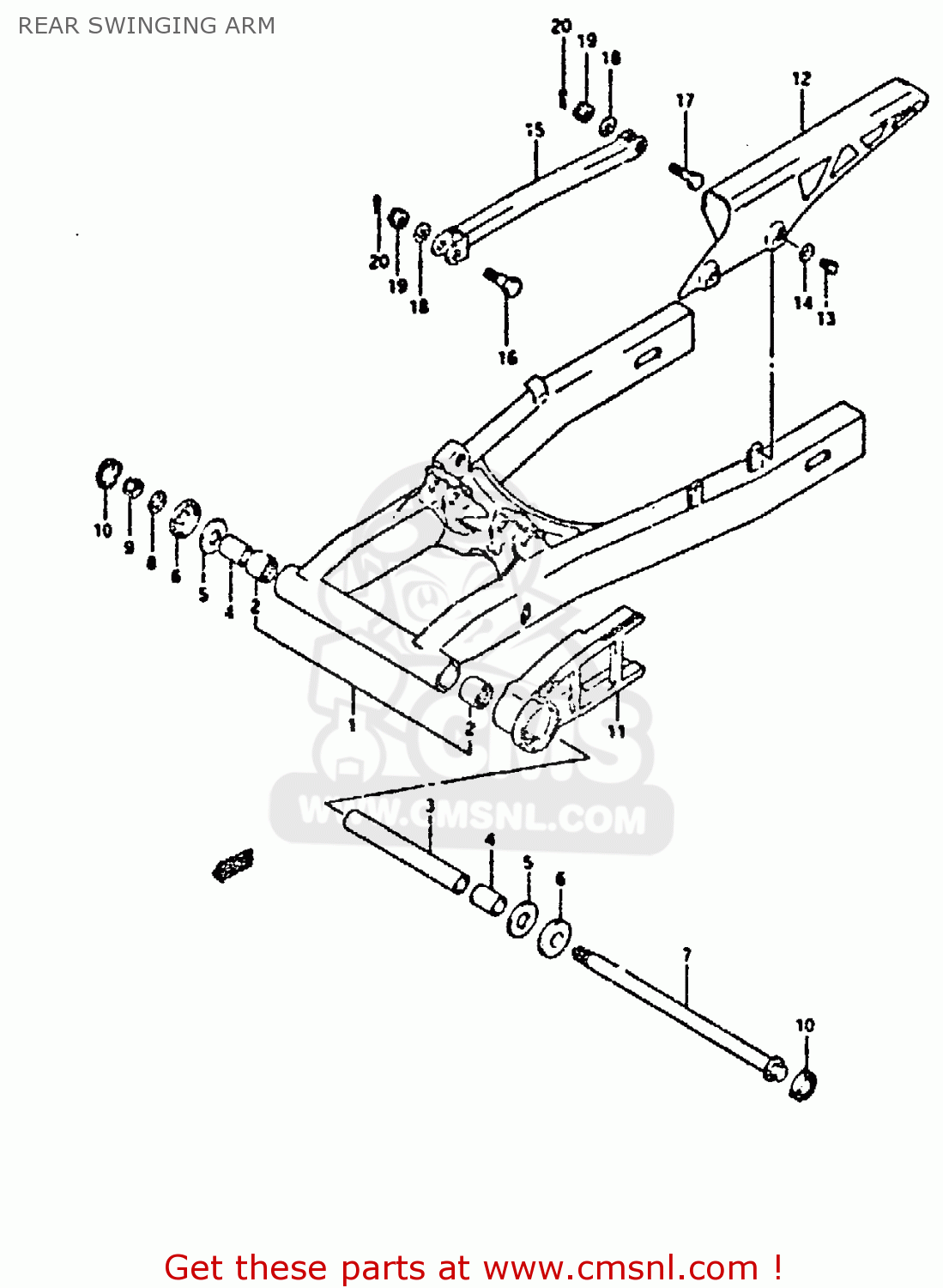 REAR SWINGING ARM GSX750F 1995 (S) (E02 E04 E18 E22 E24 E25 E34 E37)