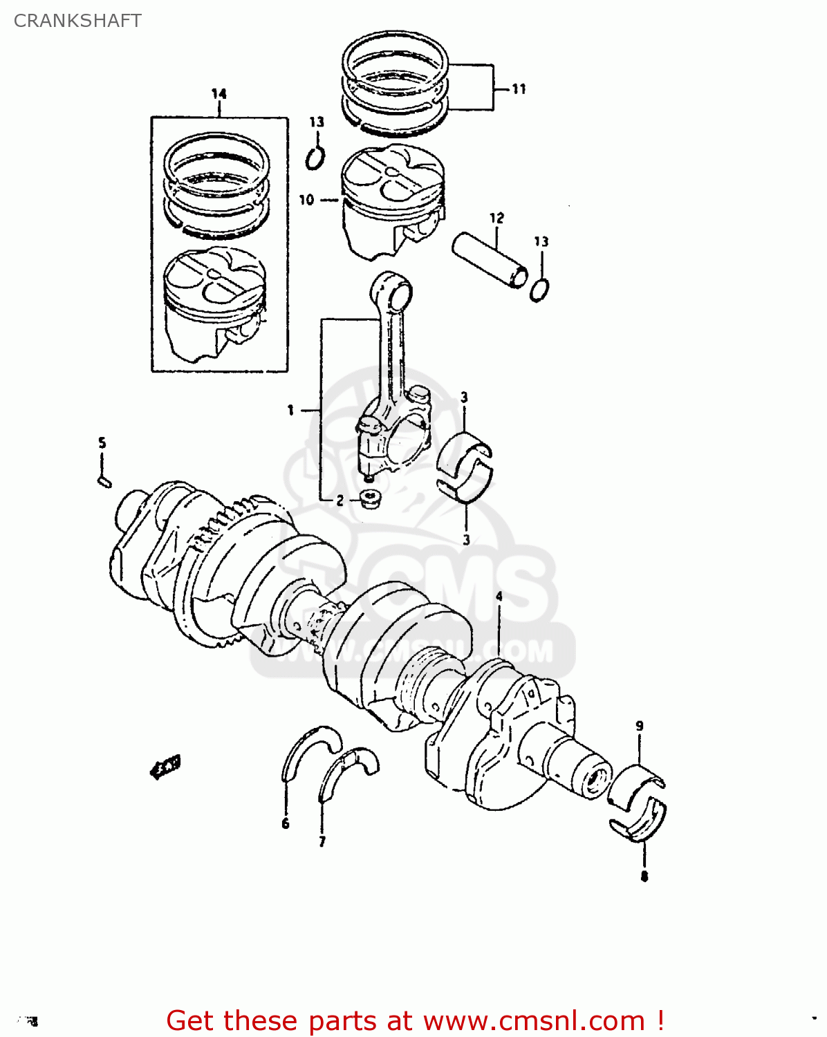 CRANKSHAFT GSX750F 1995 (S) (E02 E04 E18 E22 E24 E25 E34 E37)