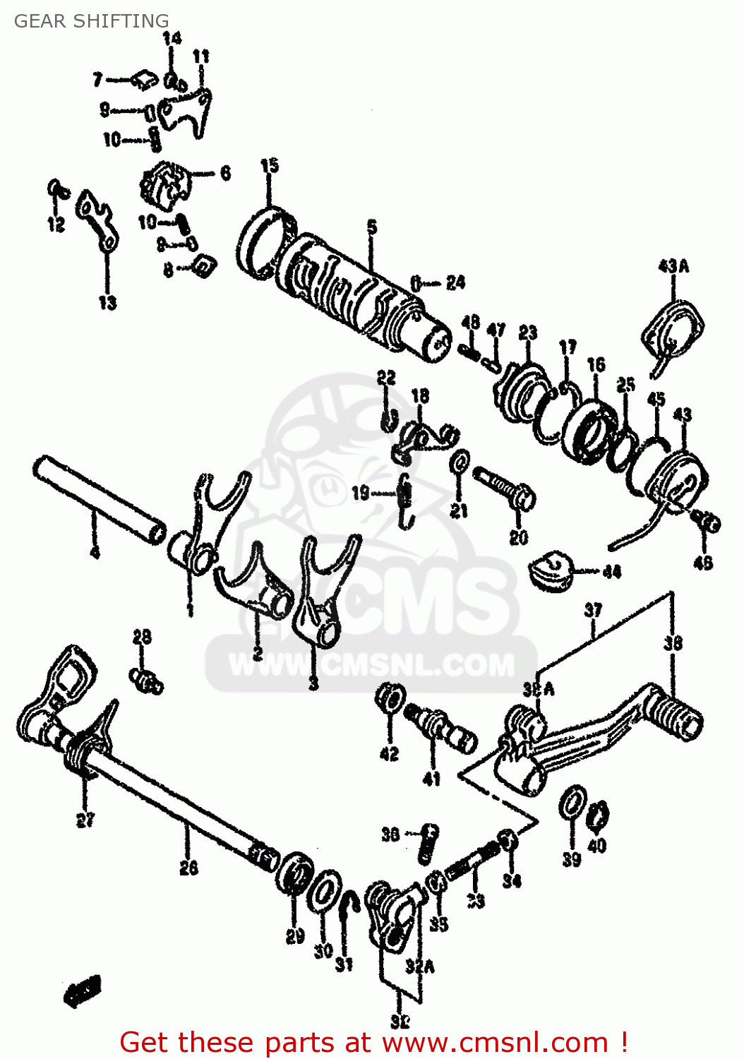 GEAR SHIFTING GSX750F 1996 (T) (E02 E04 E18 E22 E24 E25 E34)