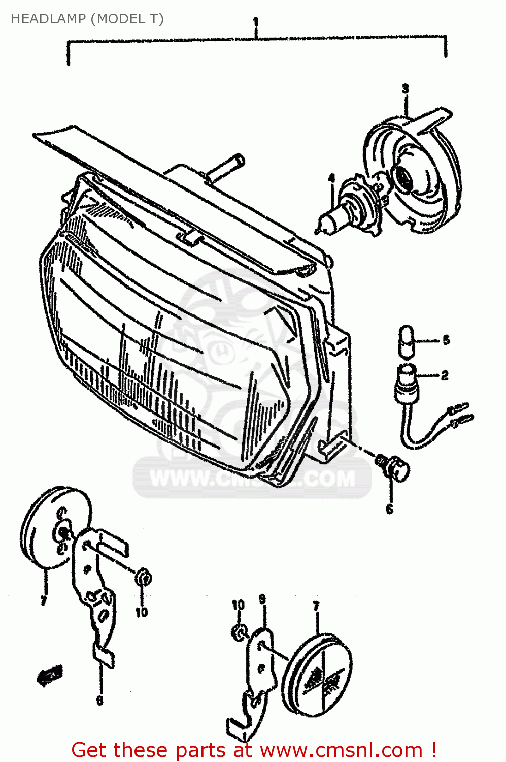 HEADLAMP (MODEL T) GSX750F 1996 (T) (E02 E04 E18 E22 E24 E25 E34)