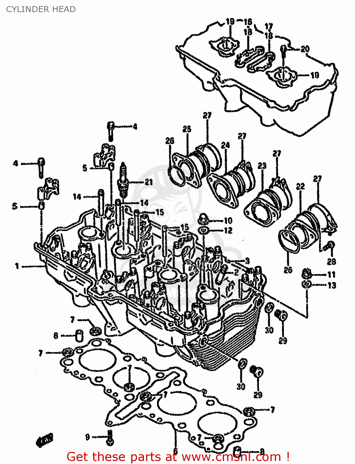 CYLINDER HEAD GSX750F 1996 (T) (E02 E04 E18 E22 E24 E25 E34)