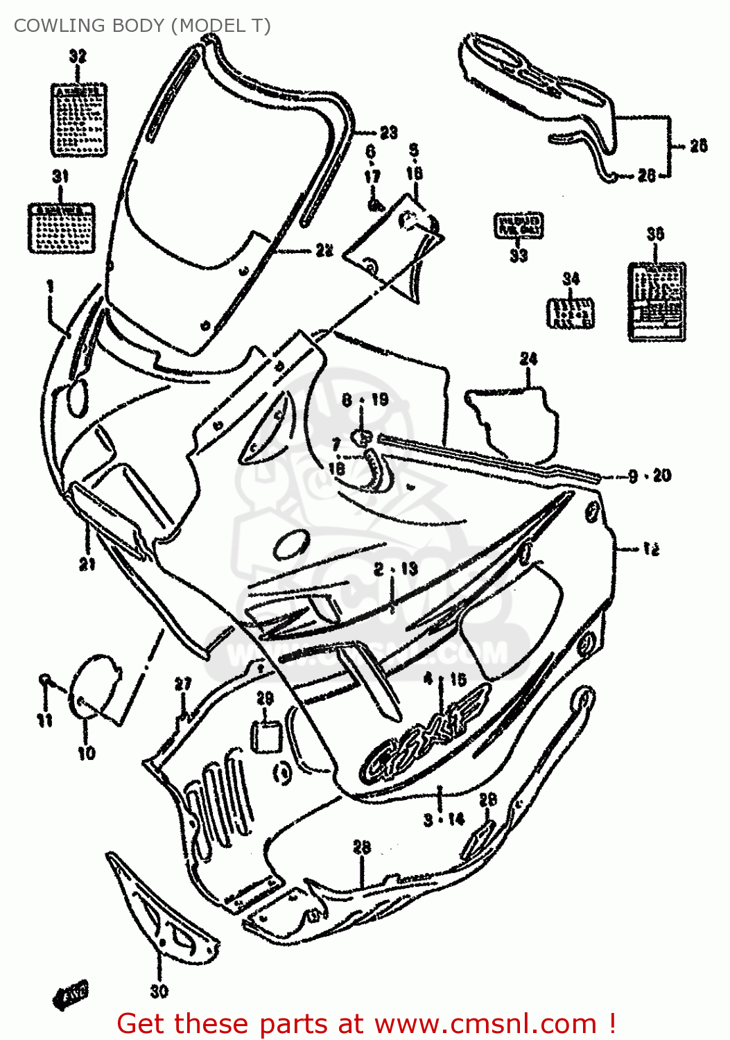 COWLING BODY (MODEL T) GSX750F 1996 (T) (E02 E04 E18 E22 E24 E25 E34)