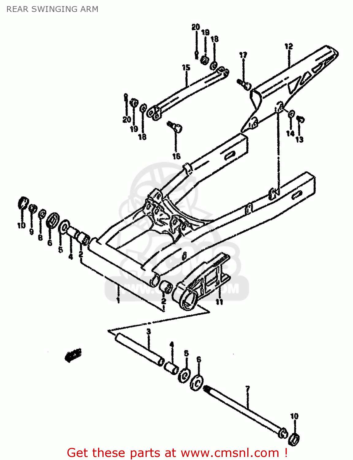 REAR SWINGING ARM GSX750F 1996 (T) (E02 E04 E18 E22 E24 E25 E34)
