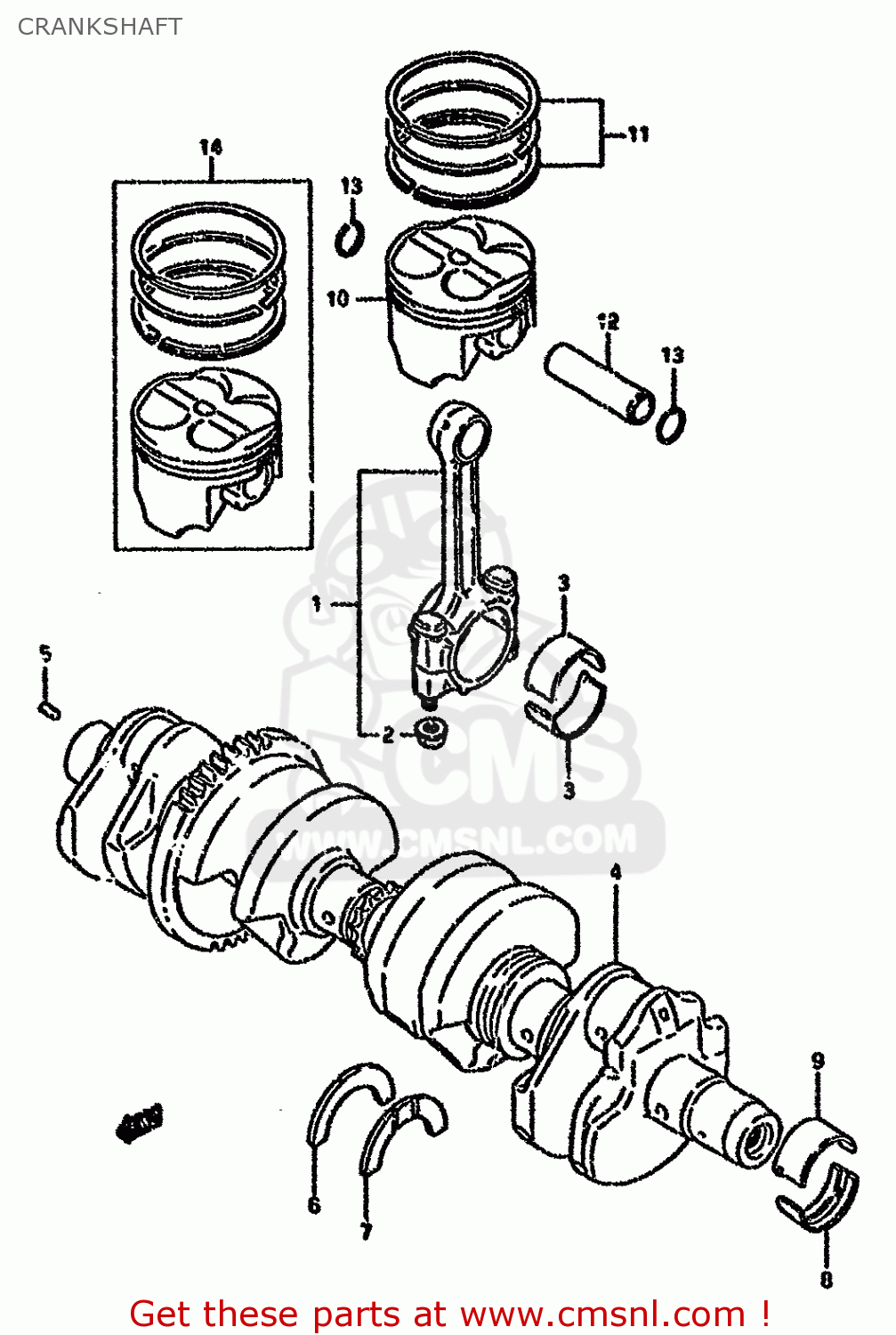 CRANKSHAFT GSX750F 1996 (T) (E02 E04 E18 E22 E24 E25 E34)