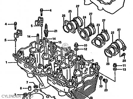 CYLINDER HEAD - GSX750F 1996 (T) (E02 E04 E18 E22 E24 E25 E34)