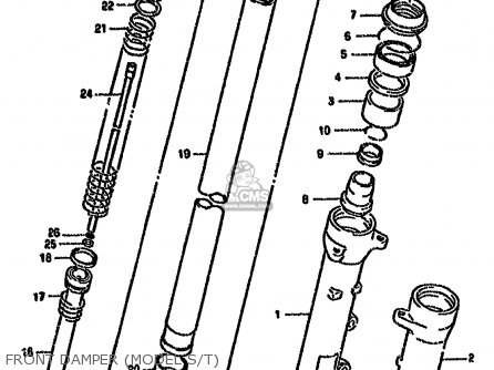 FRONT DAMPER (MODEL S/T) - GSX750F 1996 (T) (E02 E04 E18 E22 E24 E25 E34)