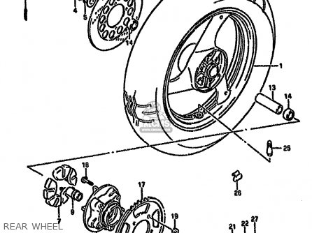 REAR WHEEL - GSX750F 1996 (T) (E02 E04 E18 E22 E24 E25 E34)